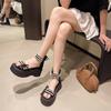 Wedge Heel Platform Sandals Women's Summer Skirt 2025 New Fashion Word with Muffin Waterproof Table High Heel Versatile