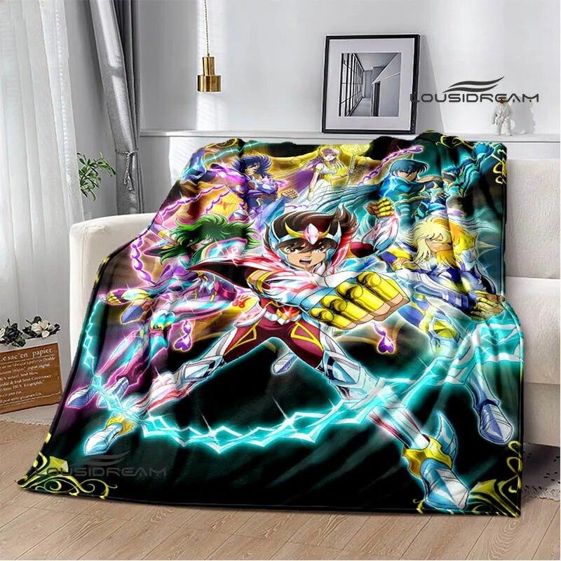 Knights of the Zodiac Cartoon Printed Blanket Flannel Warm Blanket Soft and Comfortable Blanket Bed Linings Birthday Gift