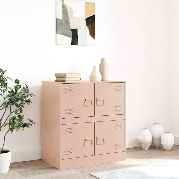 VidaXL Buffet Pink 67x39x73 Cm Steel, Cabinet, Sideboard, Storage Cabinet, Cabinets, Cupboard, High Buffet, 841650