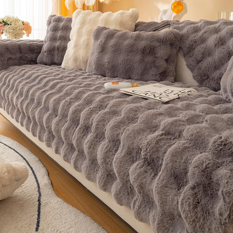 Cat-like Rabbit Plush Sofa Cushion Living Room Winter Thickened Sofa Cover Plush Cushion Sofa Cover Four Seasons