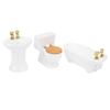 1/24 Dollhouse Miniature Bathroom Set Simulation Ceramic Bathtub Toilet Sink KitWhite