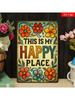 Vintage Metal Flower Wall Art Decor, Rustic Tin Sign for Garden Home
