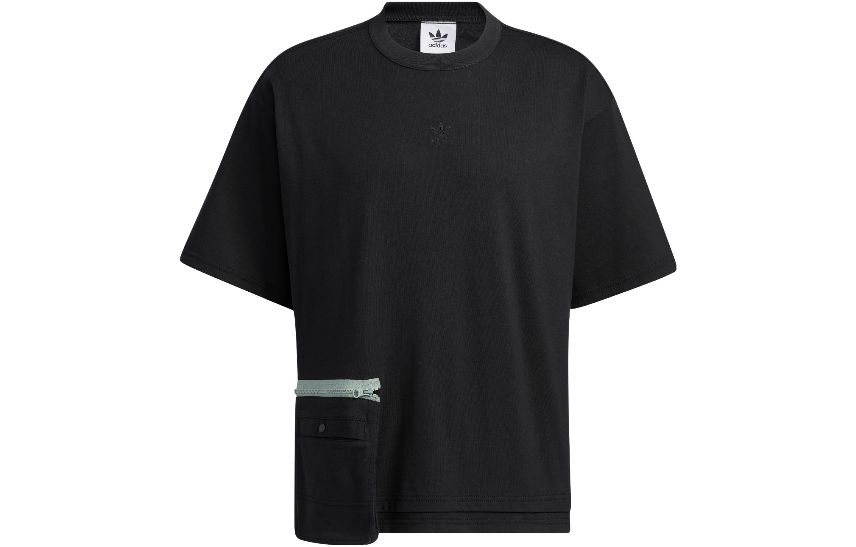 Adidas Originals T Shirts Men s Black Crew Neck Moderate Straight Fit HY7245 S