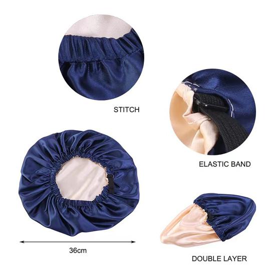 Women Sleeping Cap Satin Hair Bonnet Adjustable Elastic Wrap Sleep Hat Double Layer Hair Care Sleeping Cap for Curly Long Hair