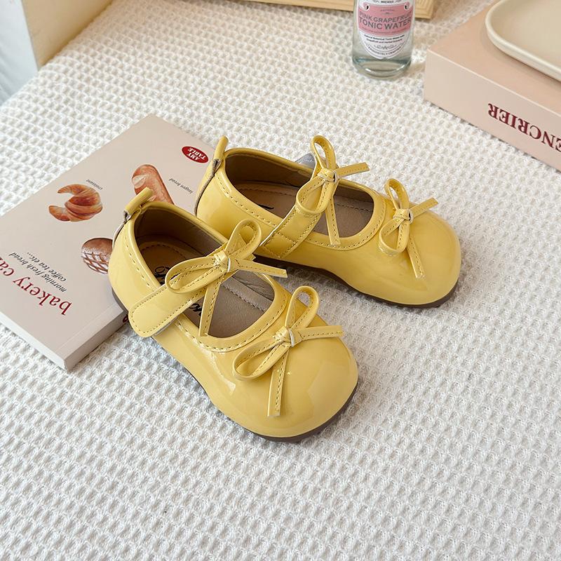Little Girl Shallow Mouth Mary Jane Leather Shoes 2025 Spring and Autumn New Korean Version of Girls Bow Princess Shoes Soft Sole Single Shoes