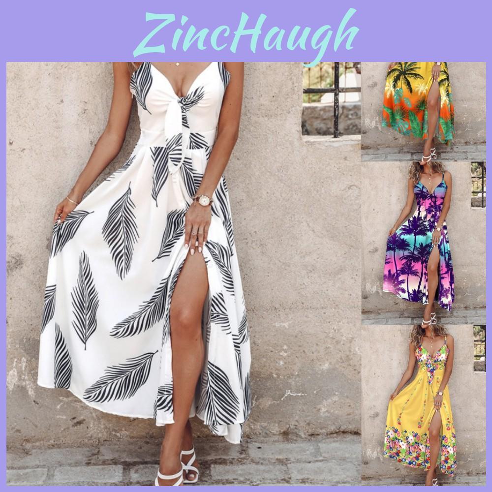 Polyester Floral Slip Dress With Vneck Sleeveless Design For Summer Casual Wear