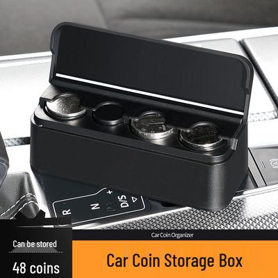 Car Coin Box with Adhesive Film - Cash & Change Organizer Storage Box Interior