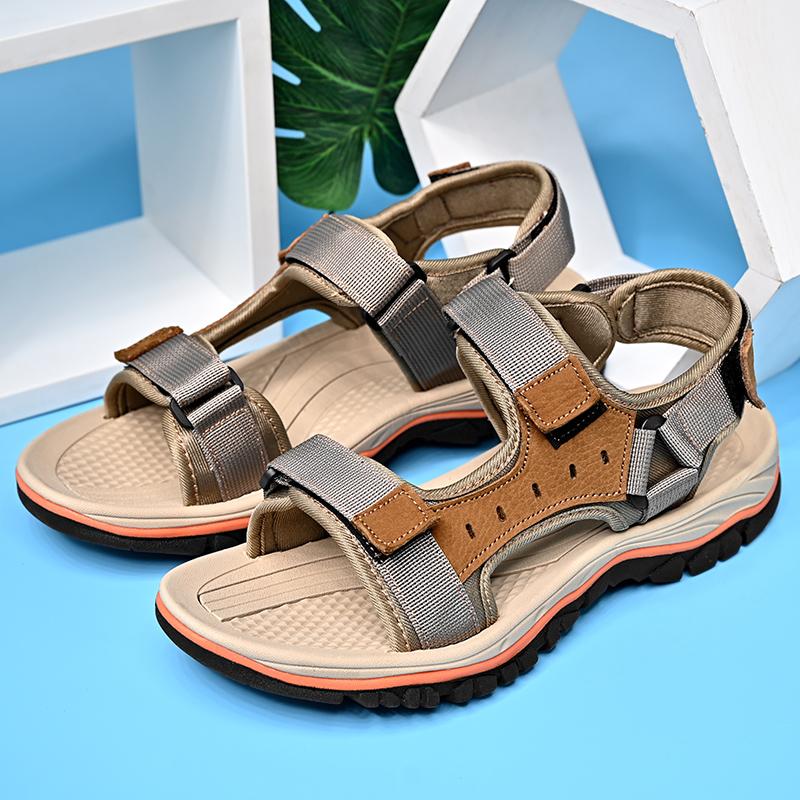 Fashion Fashion Men's Sandals Summer Soft Beach Comfortable Genuine Leather Sandals Outdoor Men Roman Sandals Size 47 Fashion Brown