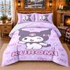 Kuromi Pattern Bedding 3Pcs Set Bed Sheet And Pillowcases For Indoor Bedroom