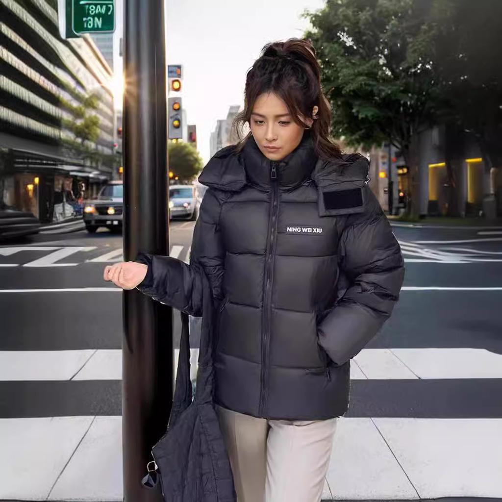 Damen Winterjacke 2024 Winter Damen Verdicken Warme Weiße Baumwolljacke Damen Kapuzen Casual Parkas Mäntel Damenbekleidung