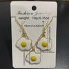 New fashion jewelry, simple design DIY poached egg earrings, fun food game necklace two-piece set