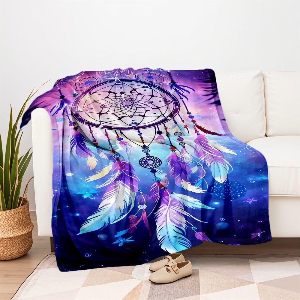 "Colorful Dreamcatcher Wall Art Decor"Blanket Flannel Throw Blanket for Sofa, Bed, Travel, Camping, Office