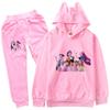 Kinder Mädchen Anime Cartoon K-Pop Rumi Zoey Mira Bedruckt Lässige Langarm Kapuzenpullover Hosen Kleidung Set
