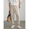 Hengyuanxiang Men's Summer Thin Cotton Linen Cropped Casual Pants