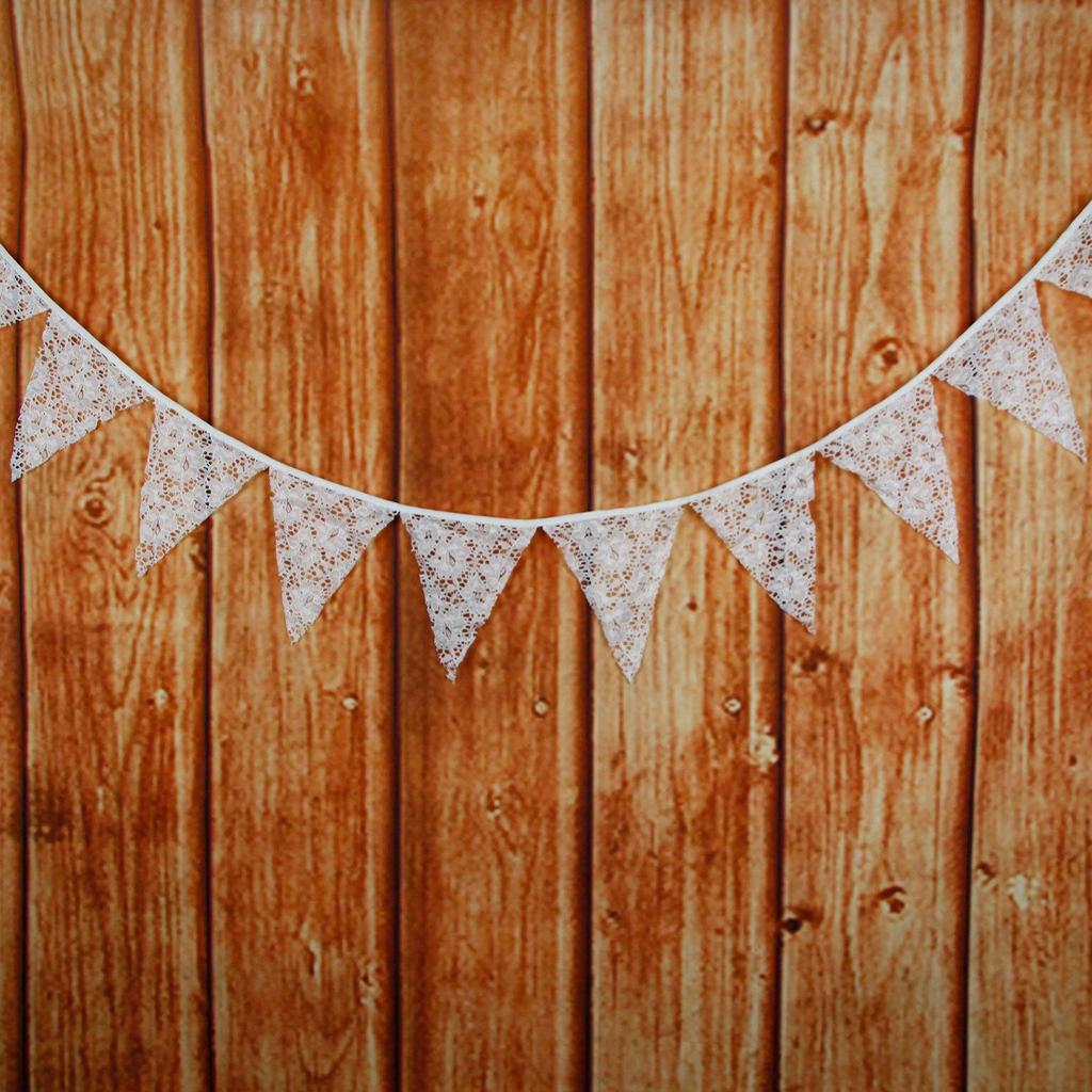 Avrupa Düğün & Parti Süslemeleri İçin Beyaz & Çok Renkli Çiçekli Dantel Üçgen Bayrak Süslemeleri