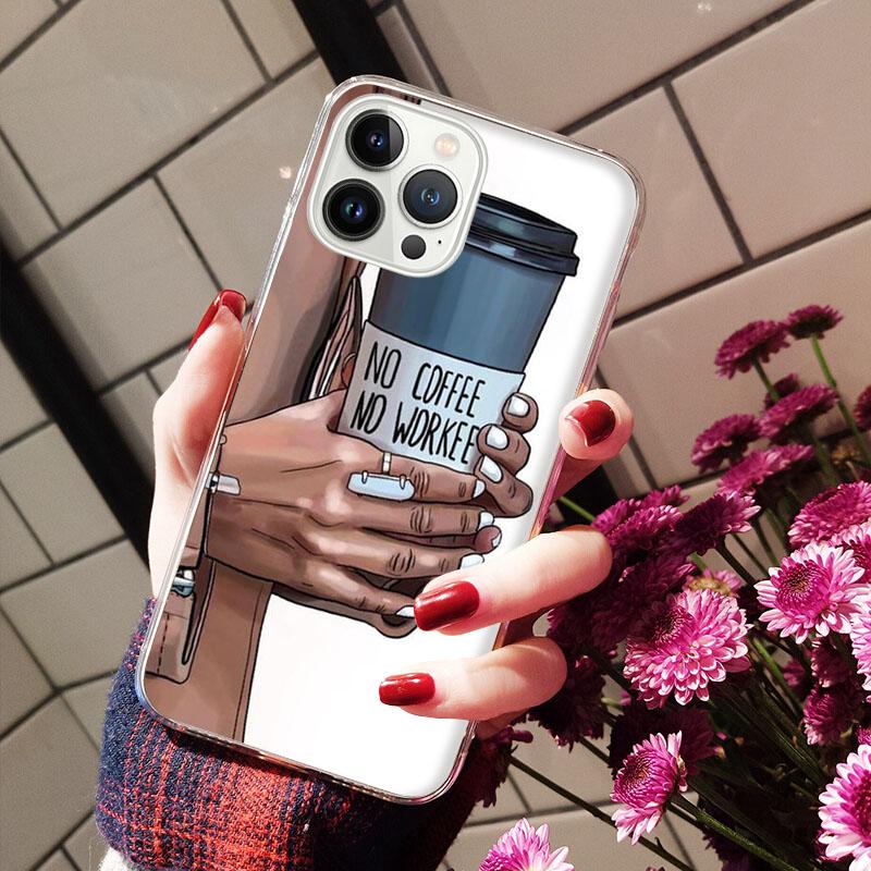 OK But First Coffee Girl Phone Case For Iphone 14 13 12 11 Pro Max Case For Iphone XS MAX X XR SE2 8 7 Plus Case