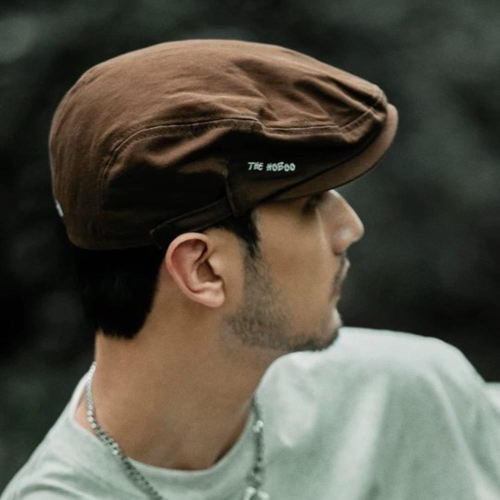 Pure Color Newsboy Flat Cap British Style Retro Painter Hat Embroider Letter Hat Streetwear