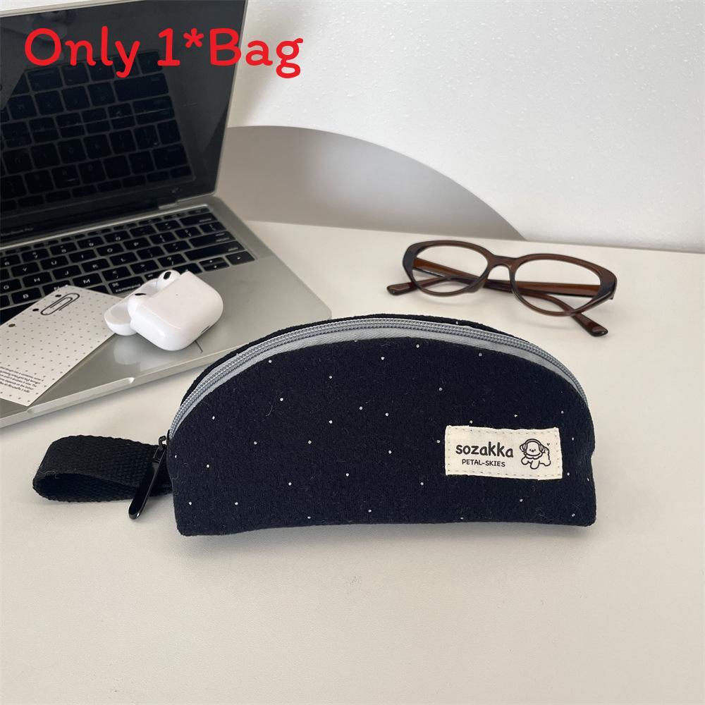 Minimalist Polka Dot Pencil Case With Large Capacity For Students And Office Use