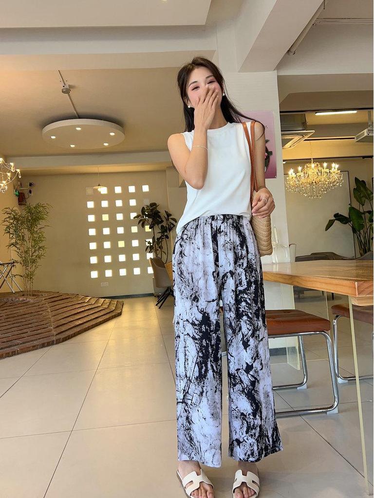 Women's Loungewear: Cotton Silk Loose Wide-Leg Pajamas - Summer Casual Trousers, Wearable Outdoors