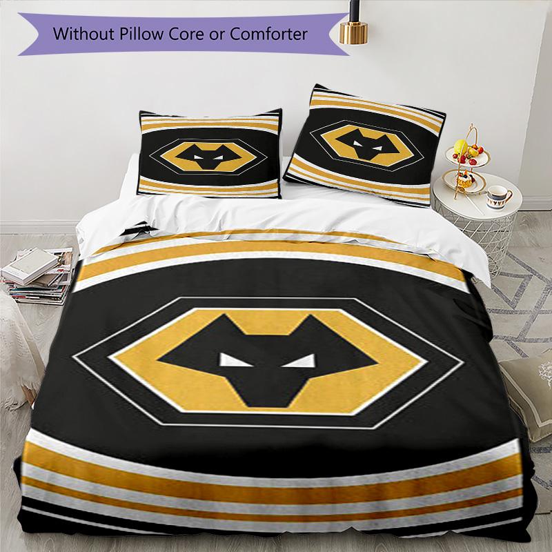 Set Copripiumino con Stampa dello Stemma del Wolverhampton Wanderers Football Club – include 1 copripiumino e 2 federe coordinate Arredamento camera da letto Regali di Natale