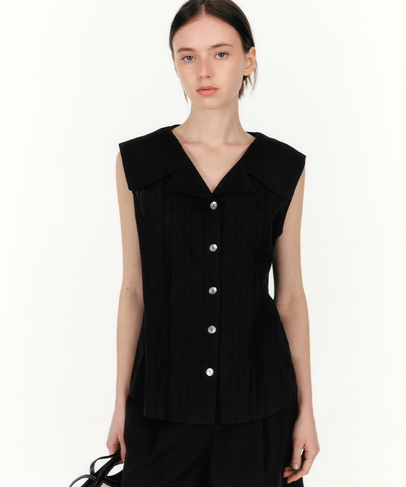 Marie Claire Pintuck Sailor Collar Blouse (Mafbbl08Mbk) Bk(Black)/38(55)