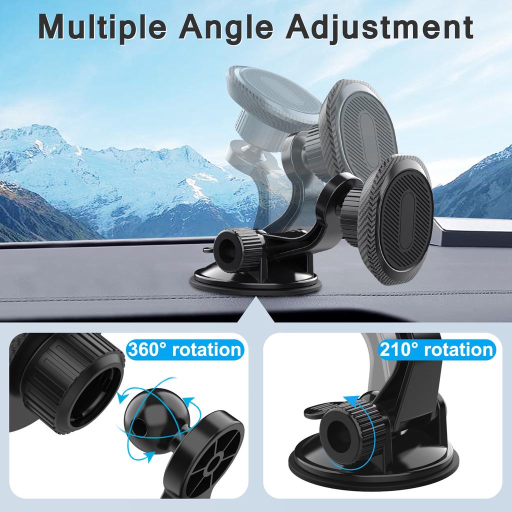 ML203 Suction Cup Base Car Dashboard Mount 360 Degree Adjustable Magnetic Phone Holder Bracket