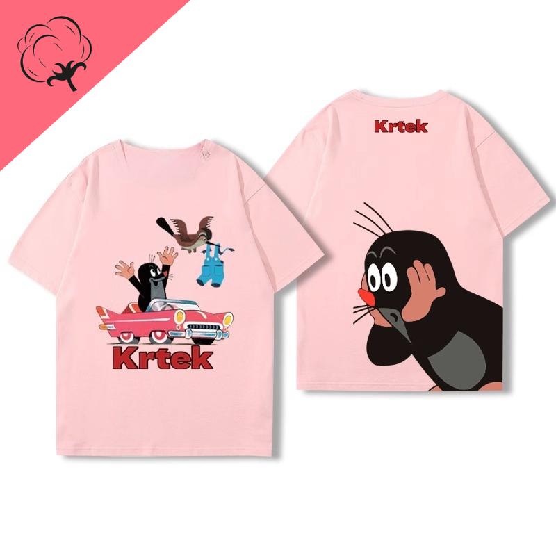 

The Mole Story Krtek Vintage Cartoon Anime Shirt Short Sleev Unisex Women Cotton Round Neck Casual Loose Funny Tshirt Kid Fashion S
