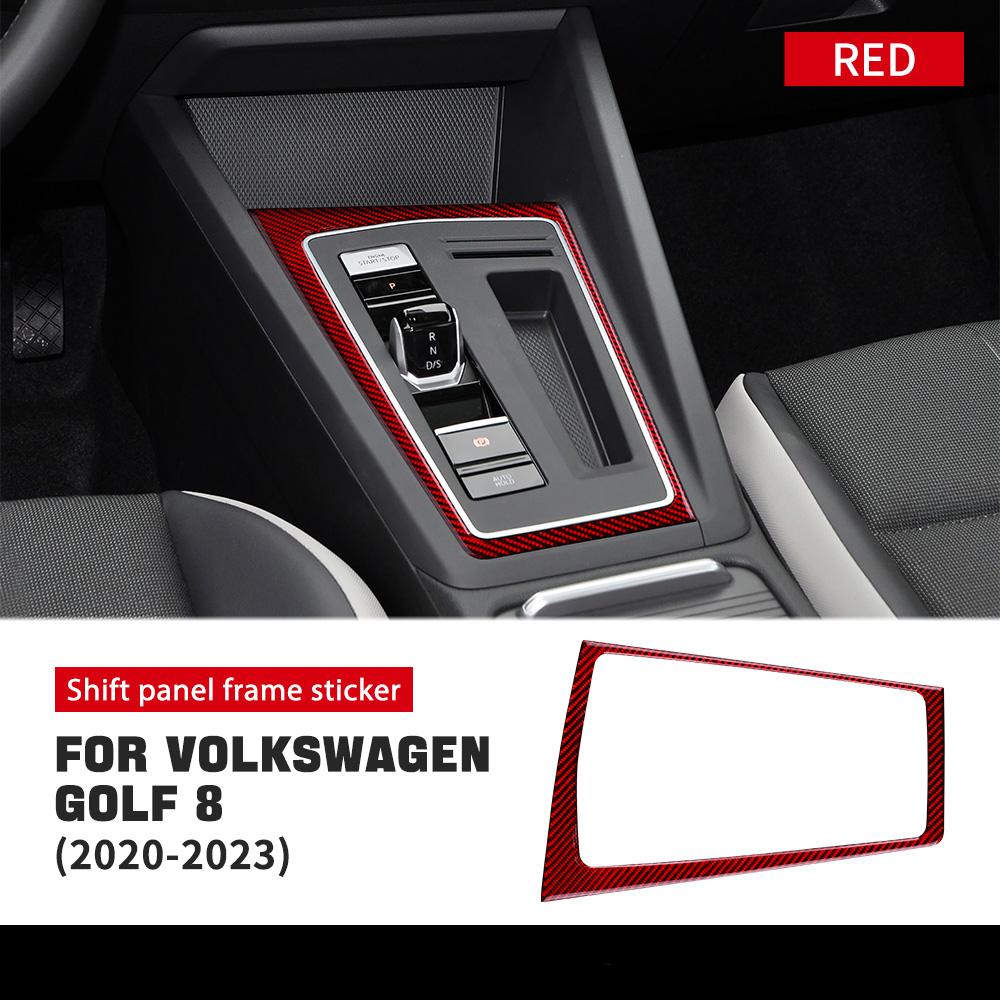 Real Carbon Fiber Sticker For Volkswagen VW Golf 8 MK8 2020 2021 2022 2023 Car Interior Trim Red Shift Panel Decor Accessories