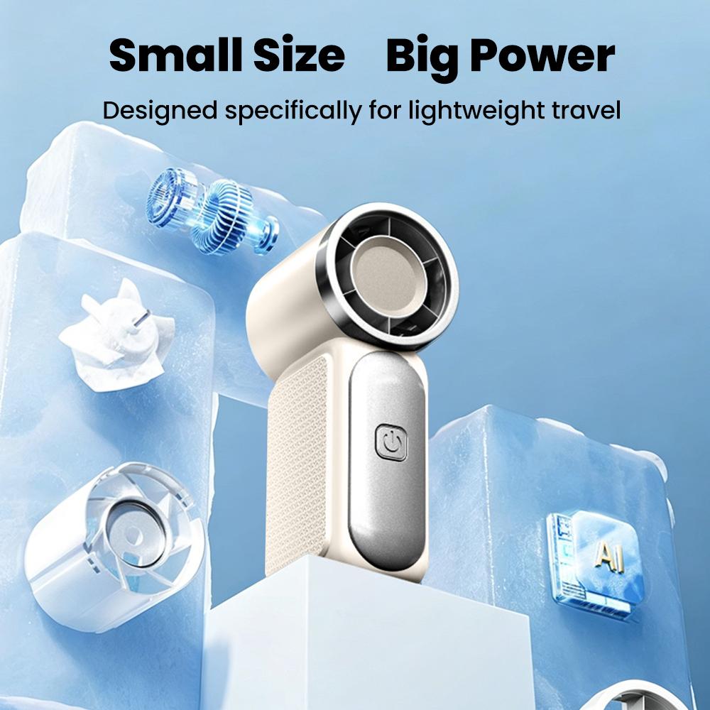 Portable Mini Handheld Fan With LED Display USB Rechargeable High Speed Desktop Turbo Fan For Outdoor Travel Camping Home Office