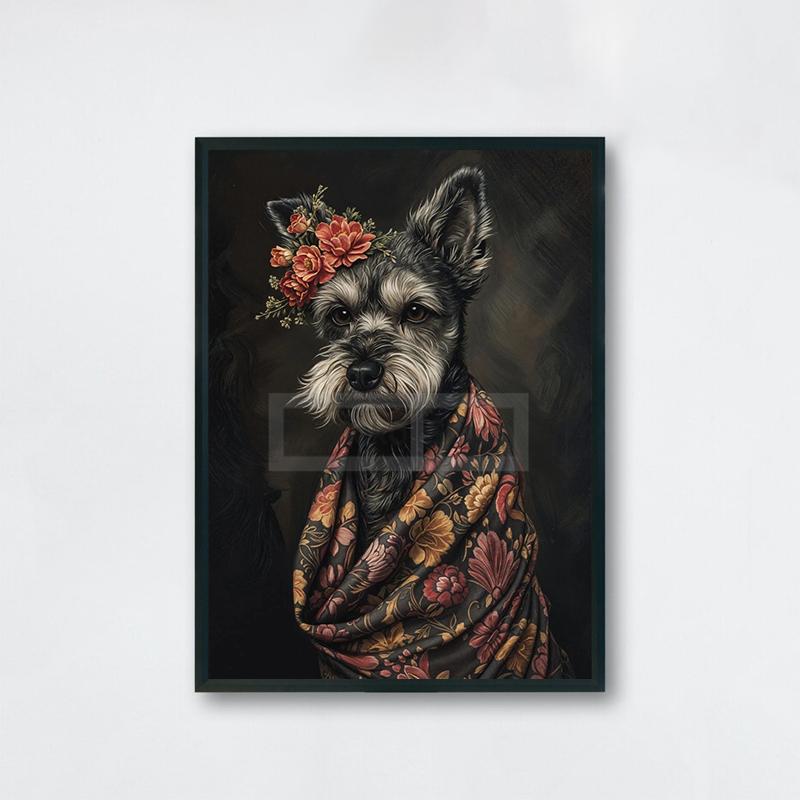 Vintage Animal with Flower Poster Dog Cat Rabbit Raccoon Garland Prints Canvas Painting Wall Art Pictures Home Room Nature Decor