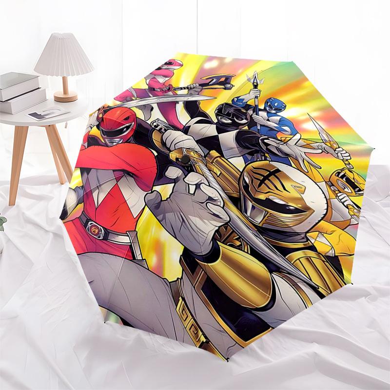 

1pc Power Rangers Automatic Opening Folding Umbrella with 8-Rib Iron Frame, Portable Design for Outdoor Use, Ideal Gift for Fans, Travelers, Everyday