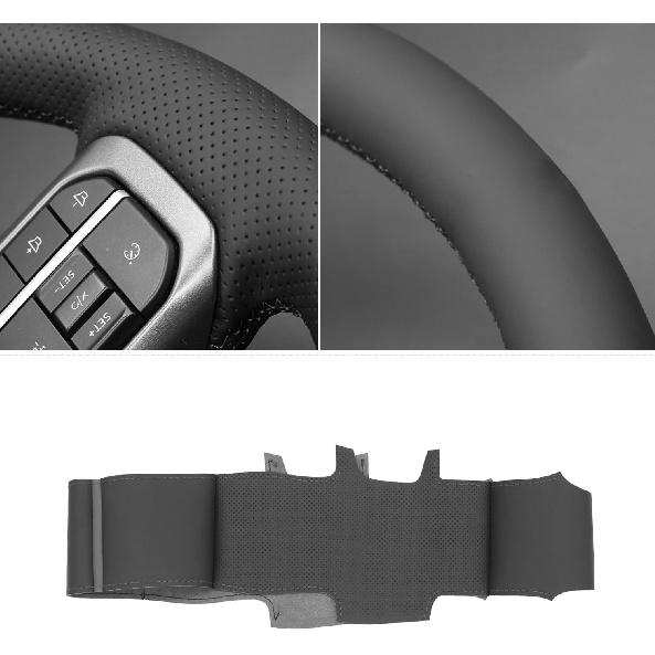 Black Genuine Leather Carbon Fiber Steering Wheel Cover for Ford F-150 2021-2026 /Ford F-250 F-350 F-450 F-55- F600 2023 20242025 2026 /Ford