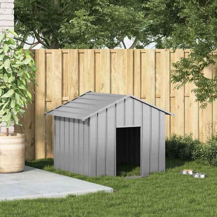VidaXL Niche pour chien avec toit noir 131x101x102 cm acier galvanisé, cage de chien, abri pour chien, cage pour animaux de 4100918