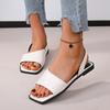 Fashion Women Leather Sandals Square Toe Flats Sheepskin Concise Sandals Ladies Fashion Casual Summer Shoes Women Sandalias De Mujer