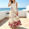 Vintage Floral Long Tank Dress,Soft Fabric,Loose Fit for Travel Photoshoot,Daily Casual & Vacation Wear,Elegant Style