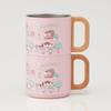 Skater Stackable Stainless Steel Keeps Hot or Vacuum Wooden Sanrio Village Mug, 350ml, Cold, Insulated, Handle, All-Stars (SSTMG3S-A)