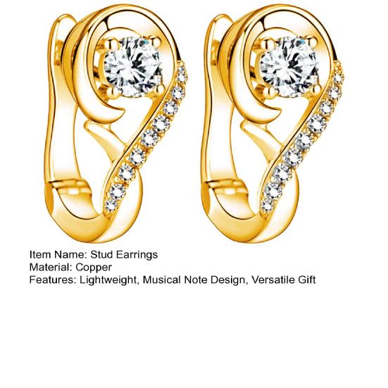 1 Paar Ohrstecker mit glänzenden Strasssteinen und eingelegtem Musiknoten-Design