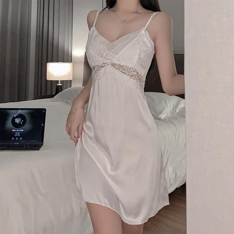 Women s Sexy Lace Camisole Nightgown with Chest Pads - Pure Desire Lingerie Homewear Set Large