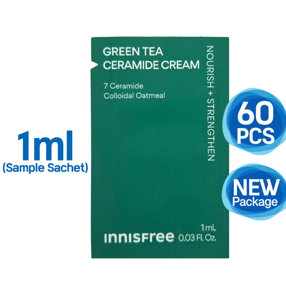 60pcs_[INNISFREE] Green Tea Ceramide Cream 1ml (Sample Sachet)