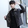 Pánská kožená bunda podzim a zima Nová plyšová zateplovací bunda Trendy kožená bunda na motorku Mládež Fashion Label Oblečení