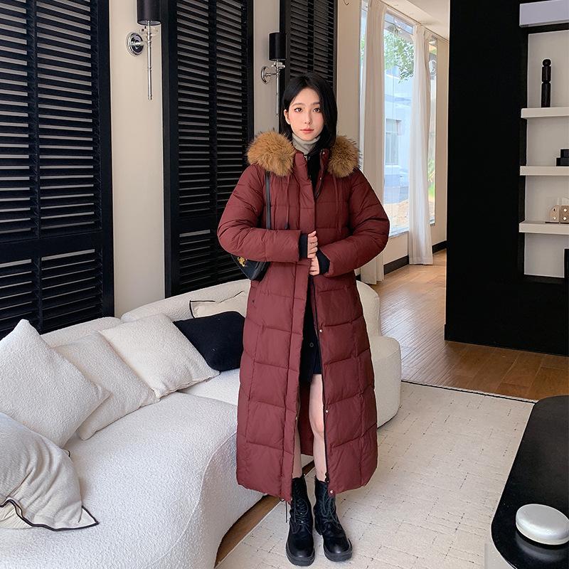 Brand Korea Dongdaemun autumn and winter new big fur collar medium and long slim down cotton clothes women's coat