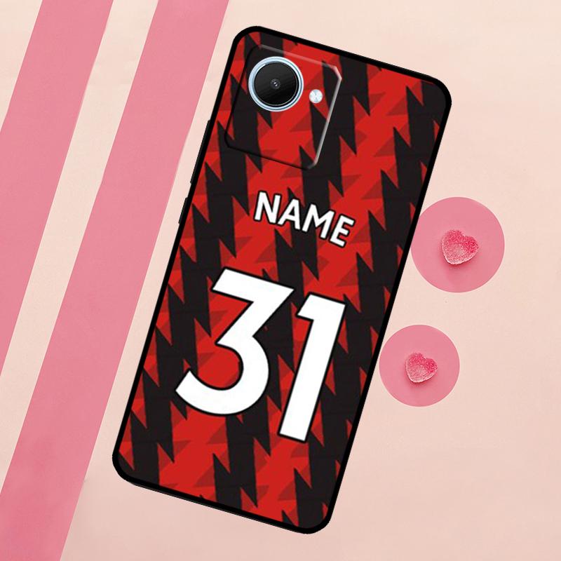 Custom Number Football Name Case For Realme 11 Pro Plus 10 9 GT Neo 5 3 3T C11 C15 C25s C21Y C30 C31 C33 C35 C53 C55