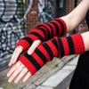 Y2K Striped Knitted Arm Sleeves Lolita Arm Warm Gloves Streetwear Long Fingerless Gloves Halloween