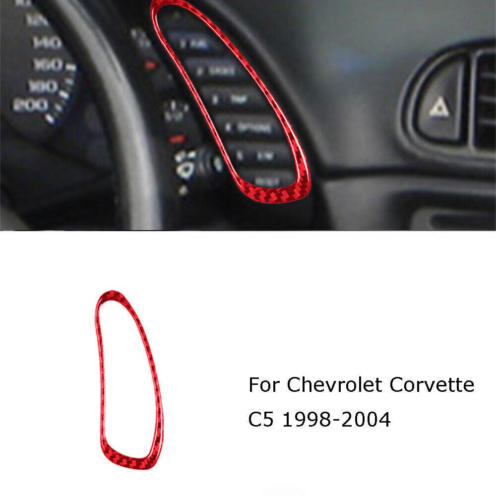 1X For Chevrolet Corvette C5 Carbon Fiber Dash Button Frame Console Cover Trim
