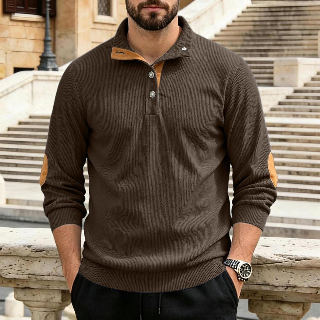 Men's Corduroy Long Sleeve Pullover Shirt Casual Fashion Top