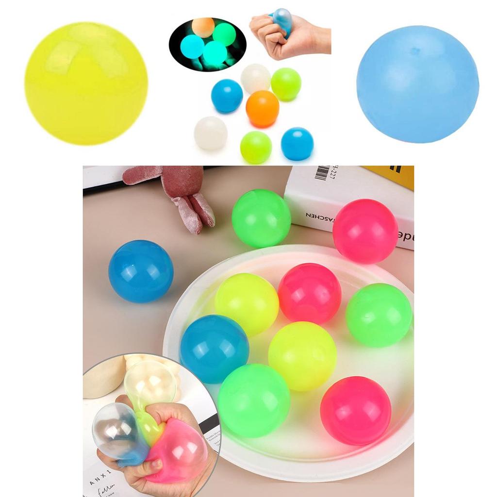 Vibrant 6cm Glow In The Dark Ceiling Bouncing Ball Stress Relief Toy For Everyone