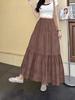 Women's White Embroidered A-line Cake Skirt for Autumn/Winter