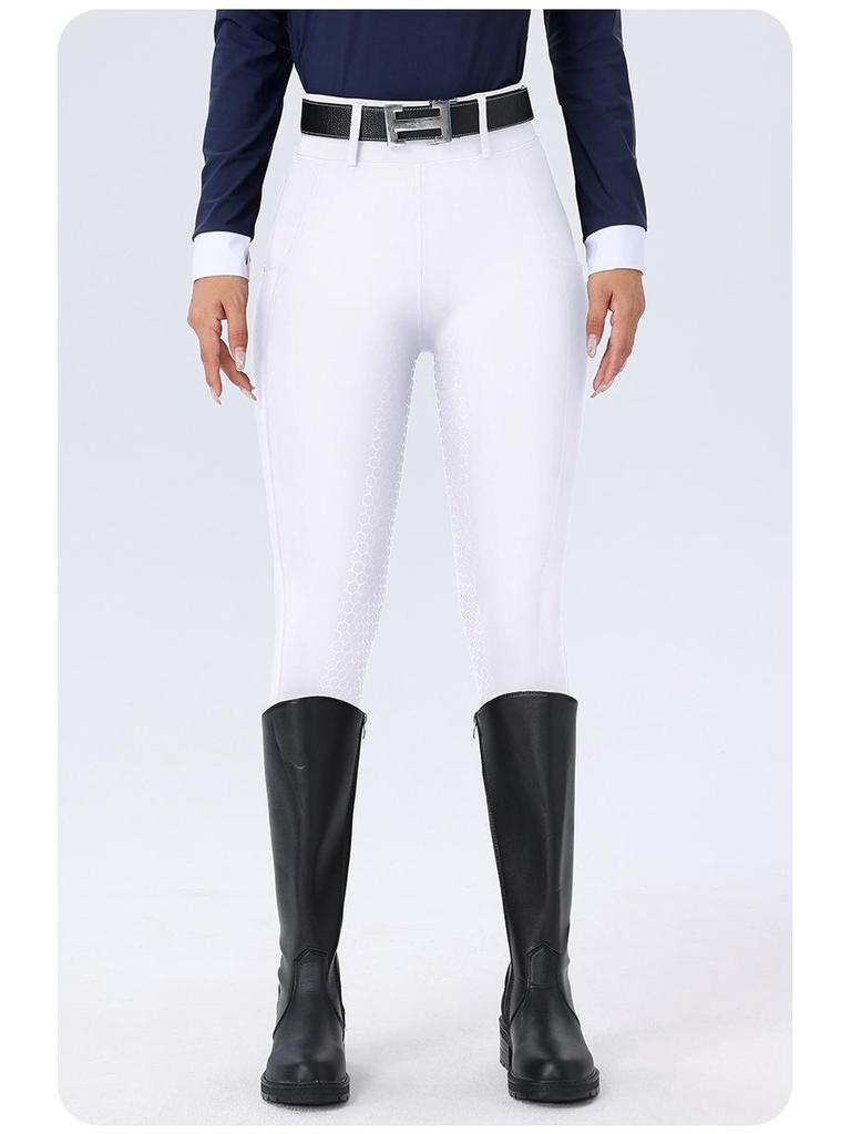 Women's High Waist Equestrian Riding Pants - Full Seat Silicone, Non-slip, Wear-resistant, Tight Fit with Pockets