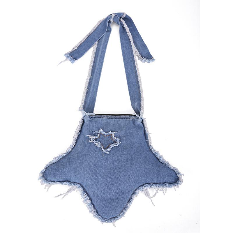 

Bags Internet celebrity denim underarm bag 2025 new Korean version fashion simple shoulder bag women messenger star bag світло-синій колір