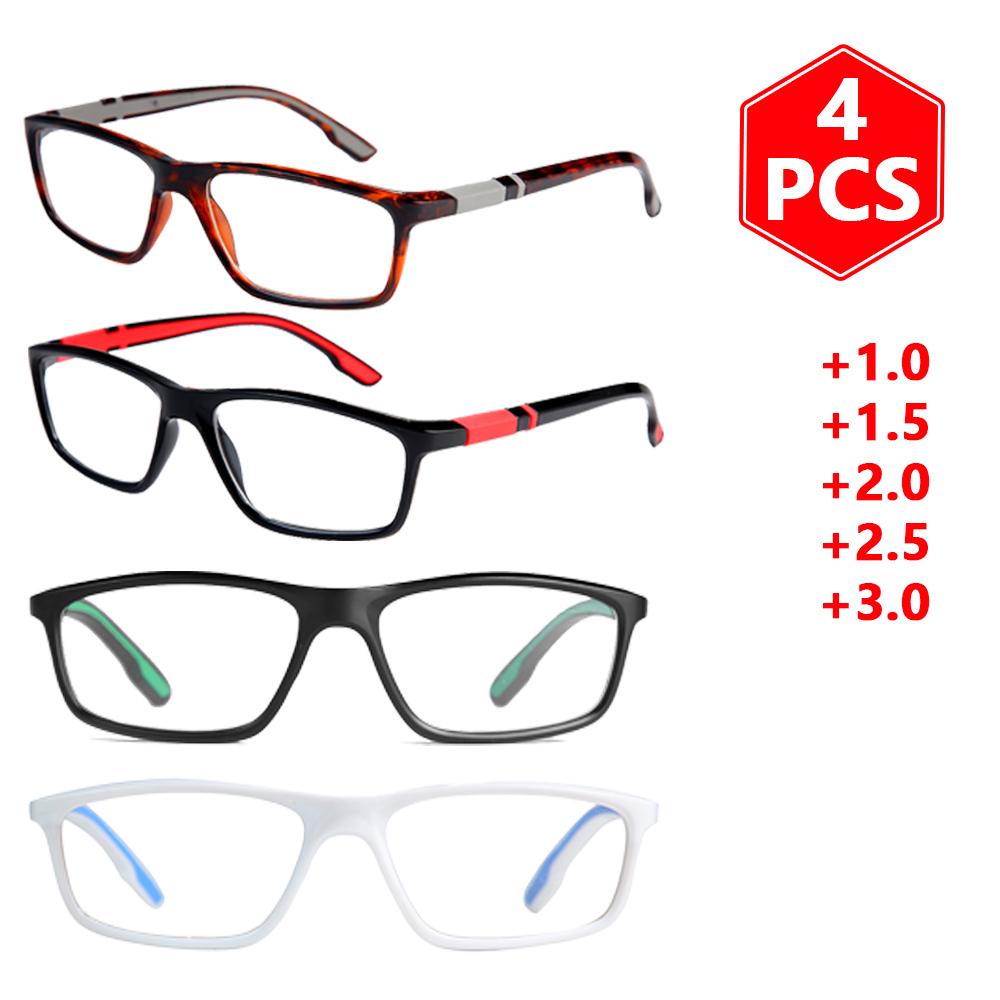 4 Pack Professional Reading Glasses for All Day - Computer Readers with Blue Light Protection - Value Pack